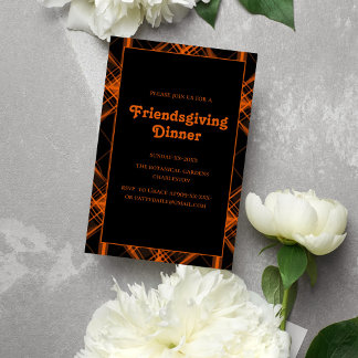 plaid teracotta tones Friendsgiving Inbjudningar