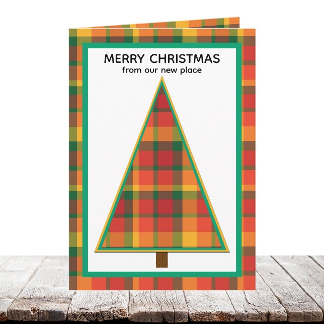 Plaid Tree Change of Address Holiday Moving Helgkort (Skapare uppladdad)
