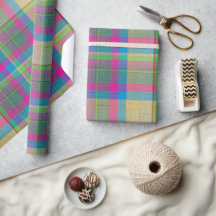 Plaid With Patterned Texture Wrapping Paper