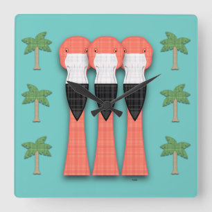 Plaidmingos Square Wall Clock Fyrkantig Klocka