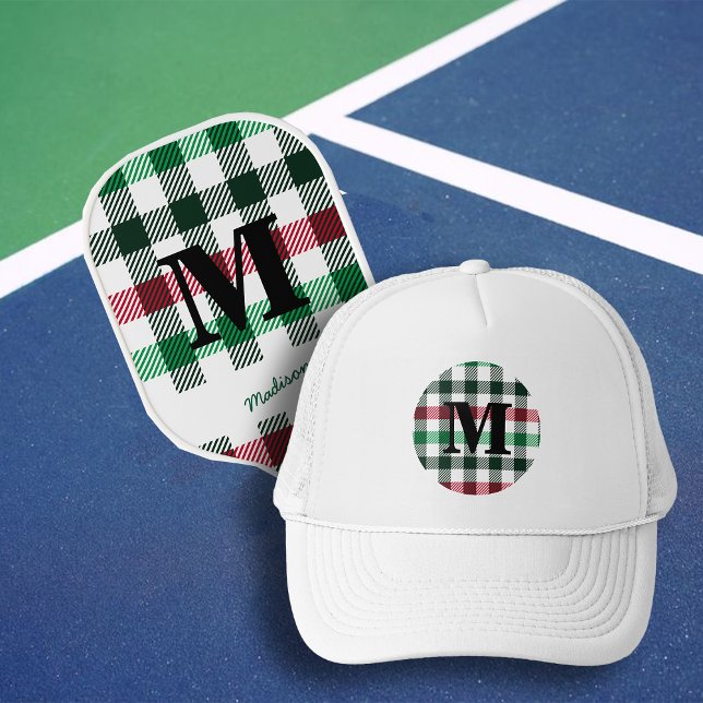 Plaids Preppy Färg Anpassningsbar Monogram Keps (Skapare uppladdad)