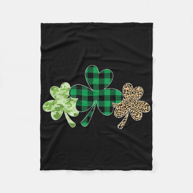 Plaids Shamrock-skjorta Leopard Kamouflage Kul St  Fleecefilt (Framsidan)