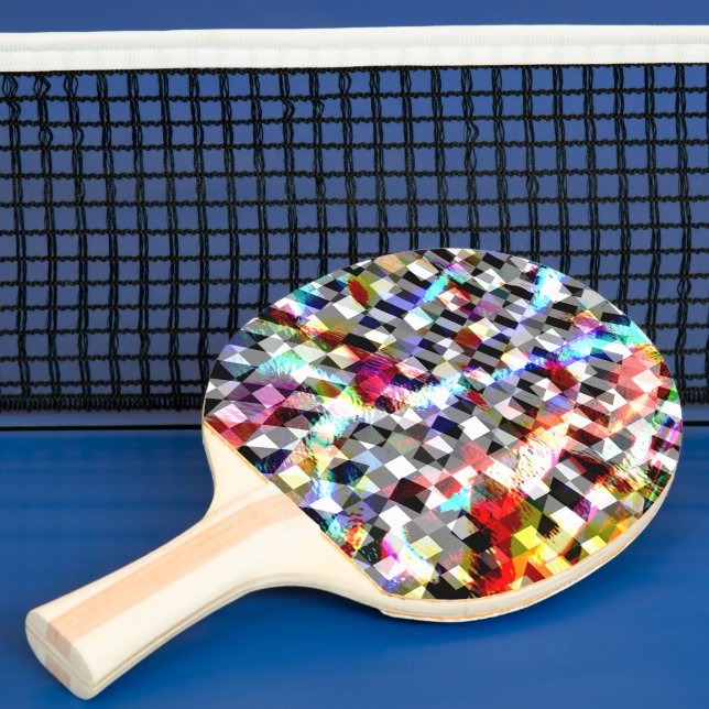 Plaids vridna under färgade fläckar, skandalöst  s pingisracket (Insitu)
