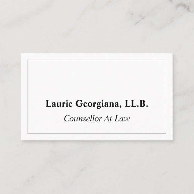 Plain and Basic Counsellor At Law Business Card Visitkort (Framsida)