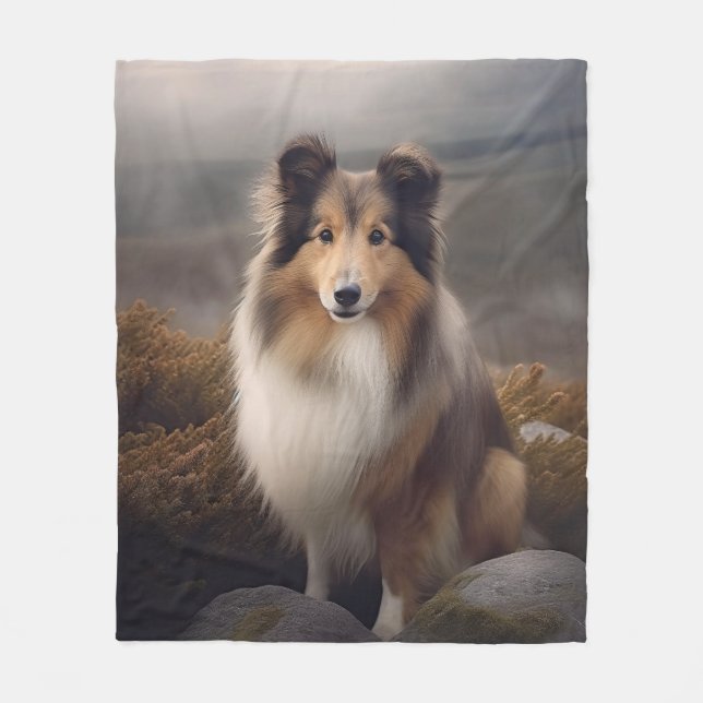 Plain Ansikte Sheltie Fleecefilt (Framsidan)