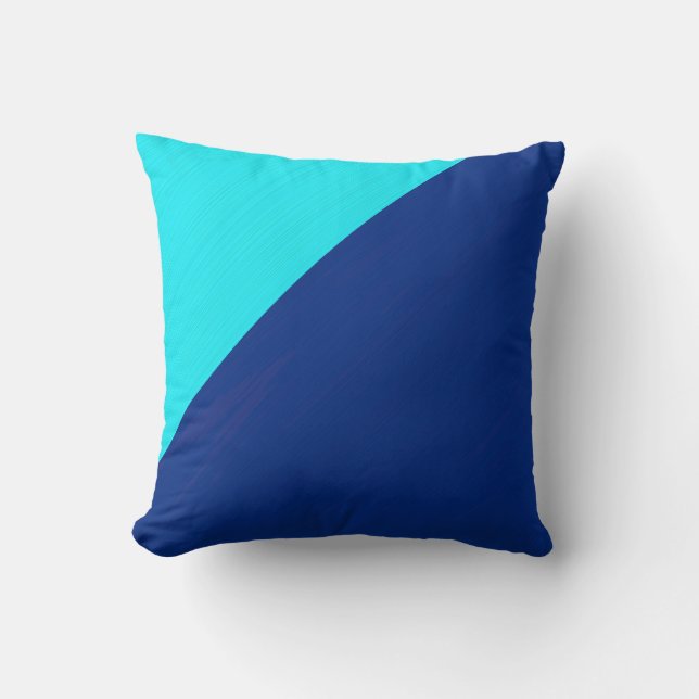 Plain aqua (cyan) och mörk blått bakgrund kudde (Framsida)