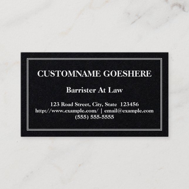 Plain Barrister at Law Affärskort Visitkort (Framsida)