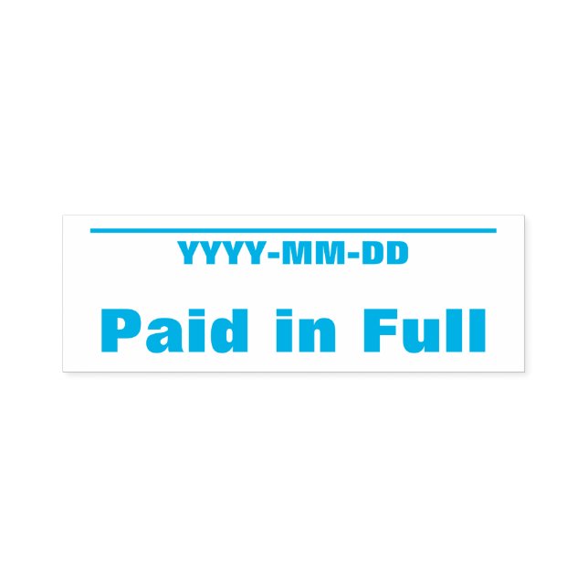 Plain ’Betalat i Fullt’ Rubber Frimärke Självfärgande Stämpel (Design)