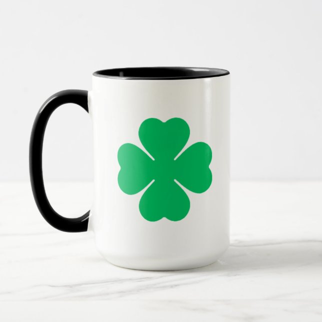 Plain Big Clover for Luck  Mugg (Vänster)