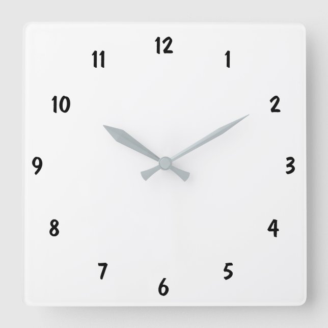 Plain Black Numbers Fantastisk Fab Fyrkantig Klocka (Framsida)