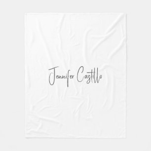 Plain Black White Minimalist Calligraphy Fleecefilt