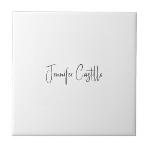 Plain Black White Minimalist Calligraphy Kakelplatta