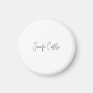 Plain Black White Minimalist Calligraphy Magnet
