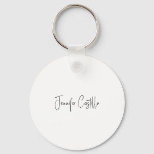 Plain Black White Minimalist Calligraphy Nyckelring