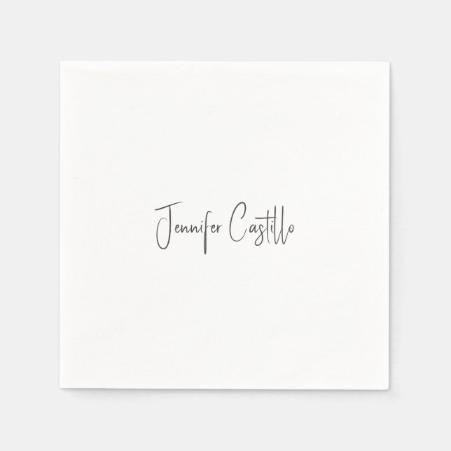 Plain Black White Minimalist Calligraphy Pappersservett (Framsidan)