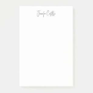 Plain Black White Minimalist Calligraphy Post-it Block