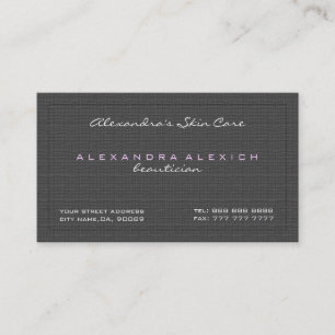 Plain Black & White Simple Linen Struktur Visitkort