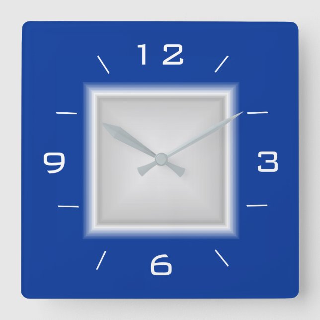 Plain Blue and White Square > Kitchen Clock Fyrkantig Klocka (Framsida)