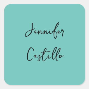 Plain Blue Black Minimalist Modern Calligraphy Fyrkantigt Klistermärke