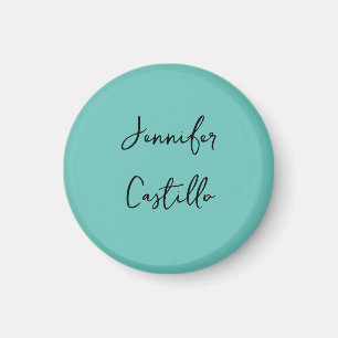 Plain Blue Black Minimalist Modern Calligraphy Magnet