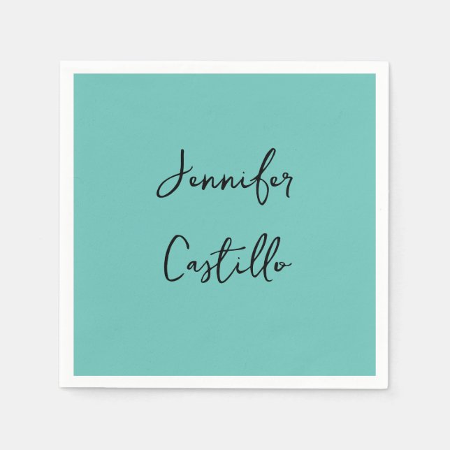 Plain Blue Black Minimalist Modern Calligraphy Pappersservett (Framsidan)