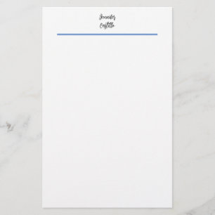 Plain Blue Black White Minimalist Calligraphy Brevpapper