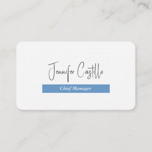 Plain Blue Black White Minimalist Calligraphy Visitkort