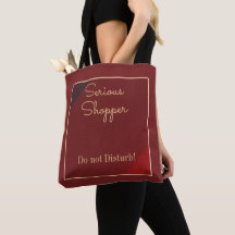 Plain Burgandy med Guld Text>Shopaholt Tote