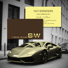 Plain Coffee Brown och Cream med Monogram Simple Visitkort