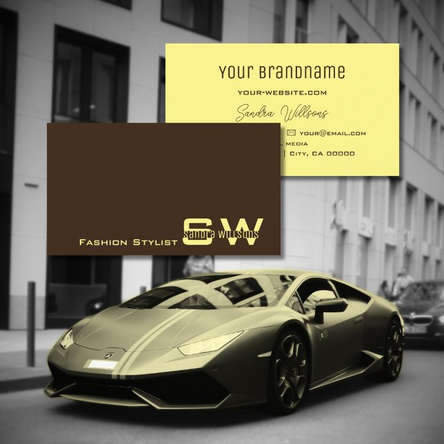 Plain Coffee Brown och Cream med Monogram Simple Visitkort (Skapare uppladdad)