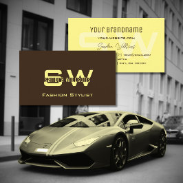 Plain Coffee Brown och Cream Simple med Monogram Visitkort