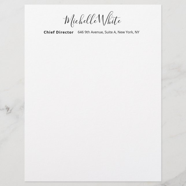  Plain Elegant White Professional Modern Brevhuvud (Framsida)