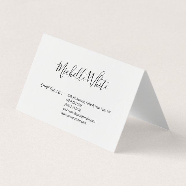  Plain Elegant White Professional Modern Visitkort (Framsida)