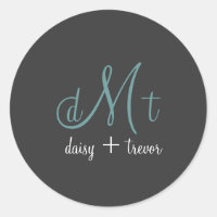 Plain Graphite + teal Monogram-klistermärken