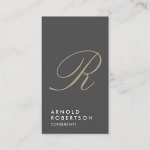 Plain Grått Beige Trendig Monogram Affärskort Visitkort