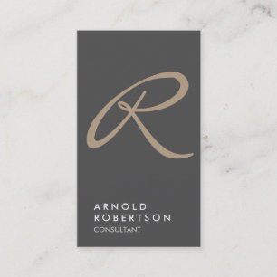 Plain Grått Beige Trendig Monogram Affärskort Visitkort