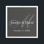 Plain Grått Monogram Bröllop Bride Groom Namn Pappersservett<br><div class="desc">Du kan enkelt byta typsnitt och färg. Du kan också lägga till logotypen och bakgrundsbilden som du vill.</div>