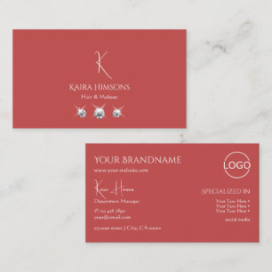 Plain Indian Red med Monogram Logotyp och judar Visitkort