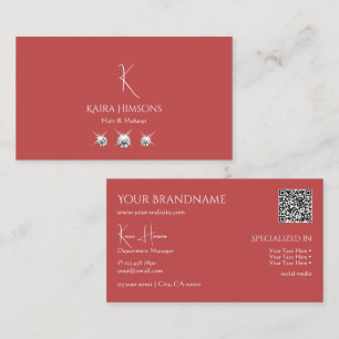 Plain Indian Red med Monogram QR-kod och judar Visitkort
