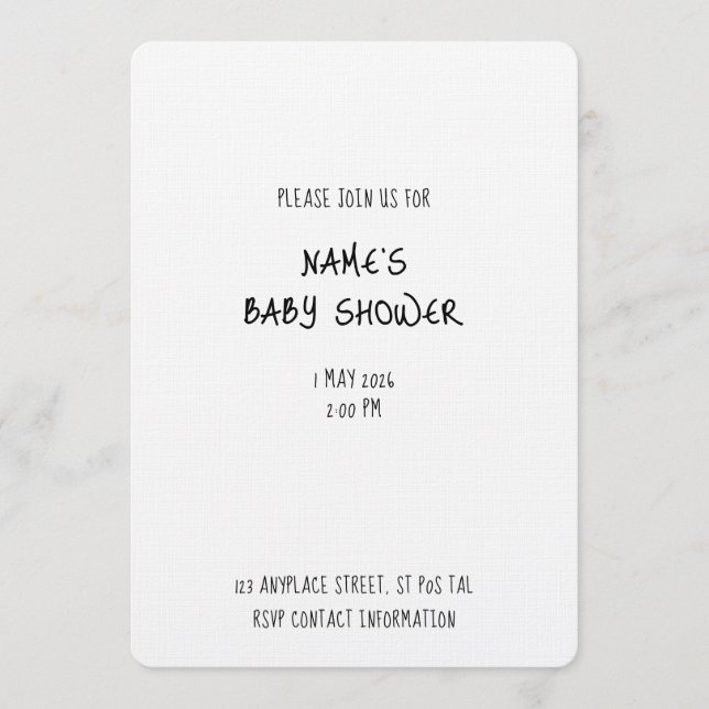 Plain Invitation Template - Baby Shower 1 - Simple Inbjudningar (Framsida)