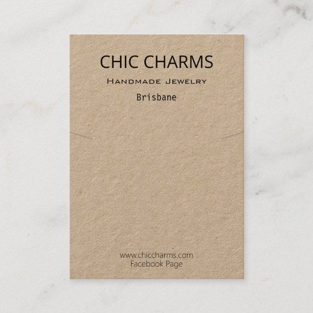 Plain Kraft Necklace Charm Pendant Holder Visning Visitkort (Framsida)