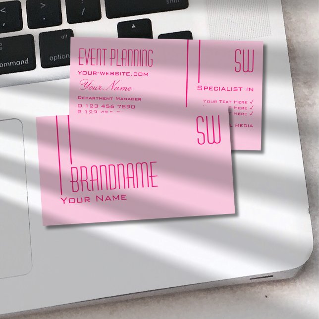 Plain Light Baby Rosa med Initialer Professionell Visitkort (Skapare uppladdad)