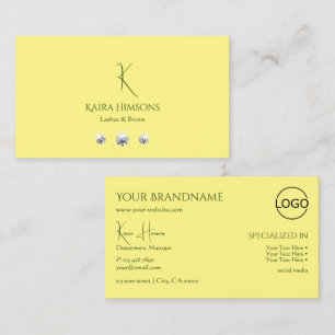 Plain Light Gult with Monogram Logotyp and Jewels Visitkort