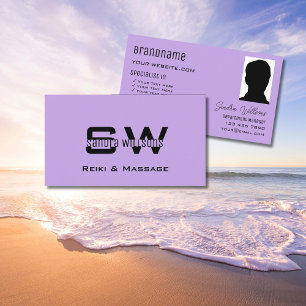 Plain Lilac med Monogram och Photo Light Lila Visitkort