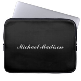 Plain Minimalist Modern Calligraphy Black Färg Laptop Fodral