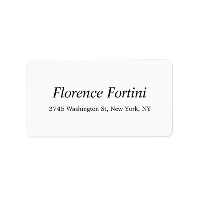 Plain Modern Black & White Minimalist Adressetikett (Framsidan)