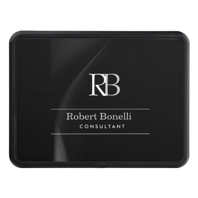 Plain Modern Grått Monogram Initialer Namn Dragkroksskydd (Framsidan)