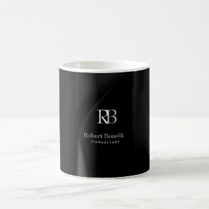 Plain Modern Grått Monogram Initialer Namn Kaffemugg