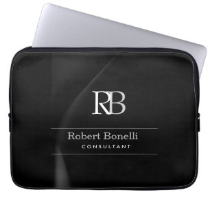 Plain Modern Grått Monogram Initialer Namn Laptop Fodral