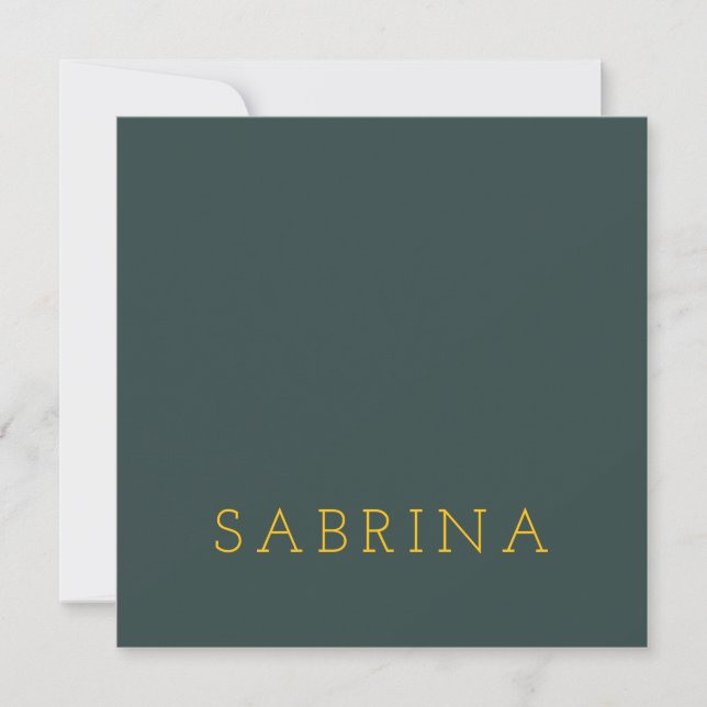 Plain Modern Minimalist Own Name Dusty Green Card (Framsida)